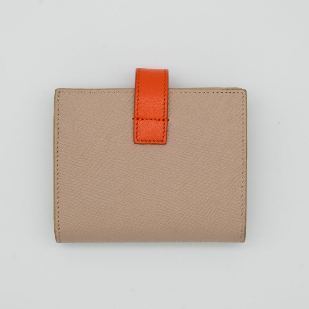 Celine Small Strap Bicolor Compact Wallet Beige/Orange w/ Entrupy COA - Picture 4 of 11